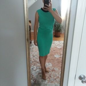 St. John Marie Gray green knit skirt top set